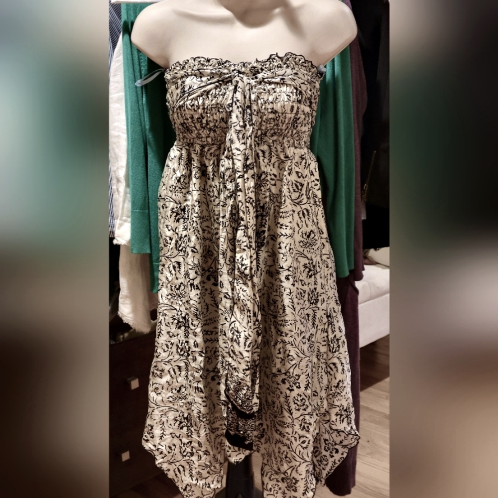 Silk 100% batik print strapless dress/skirt